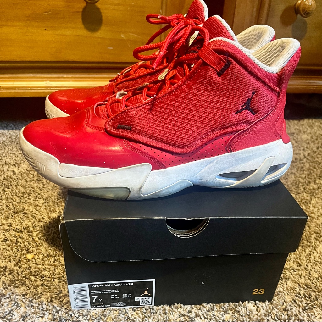 Jordan Kids Red And White Sneakers